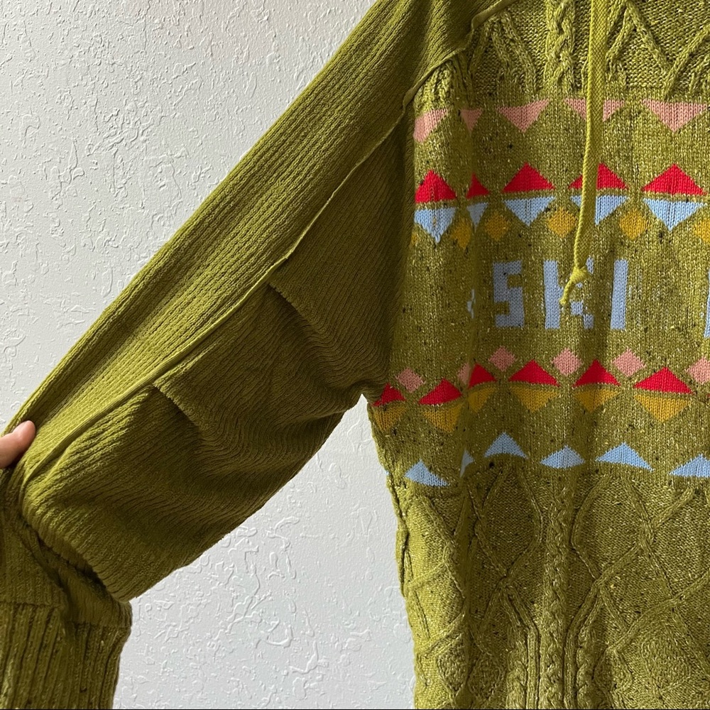 NEW Free People Ski Bum Knit Pullover Hoodie L - Picture 5 of 9